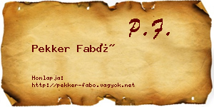 Pekker Fabó névjegykártya